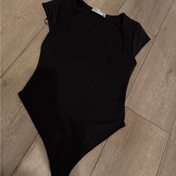 Black Short Sleeve aqua neck Bodysuit - Picture 1 of 7